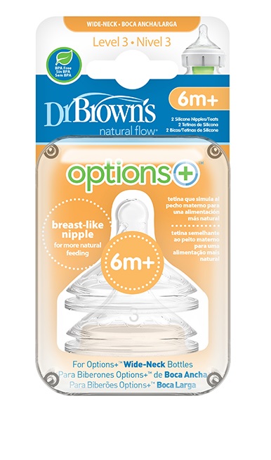 Dr Brown's Tetina Bocal Largo N3 6M+ 2un