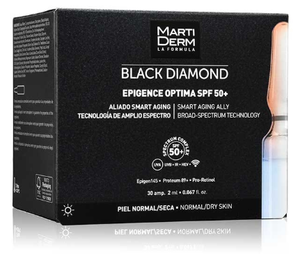 Martiderm Epigence Optima SPF50+ (x30 ampolas) - Diamante Negro
