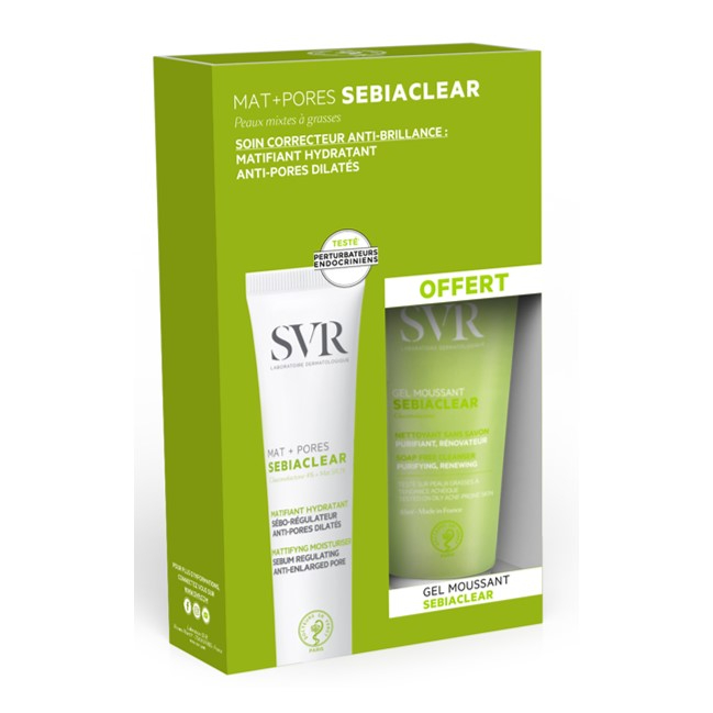 SVR Sebiaclear Mat + Poren Creme 40ml + Reinigungsgel 55ml