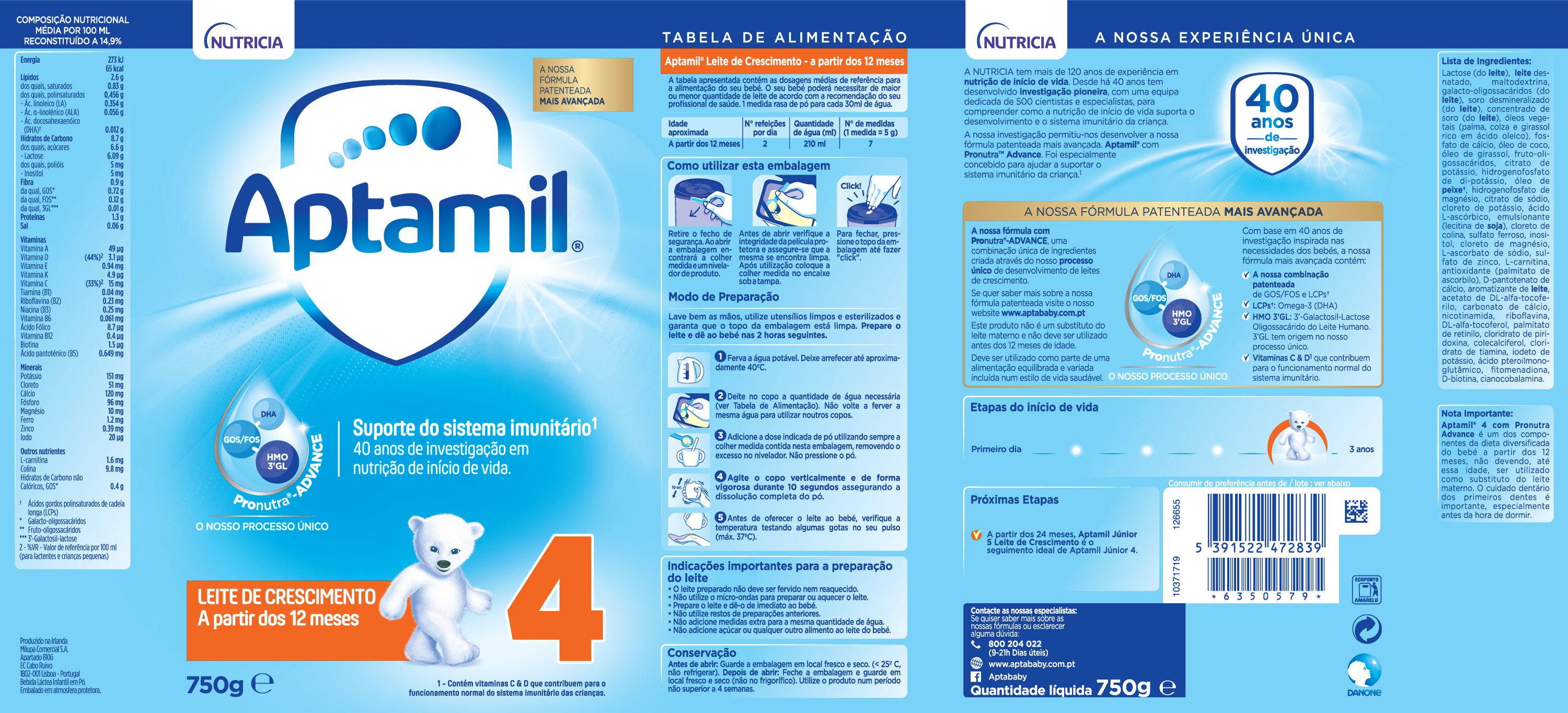 Aptamil Leite Crescimento 4 750g