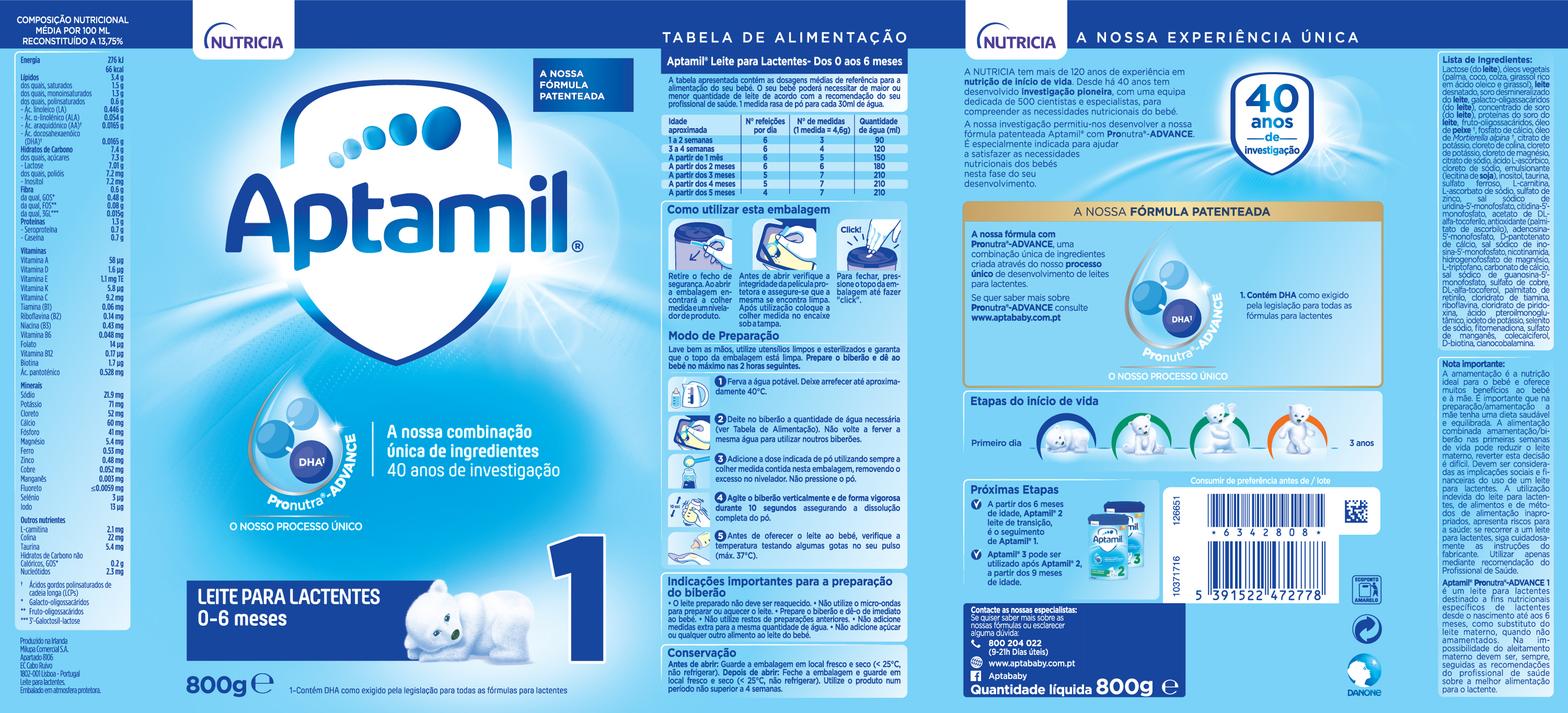 Aptamil 1 Leite Lactente 800g