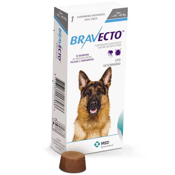Bravecto Cães 20-40kg 1000mg 1comp VET