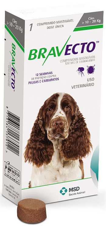 Bravecto Cães 10-20kg 500mg 1 comp VET