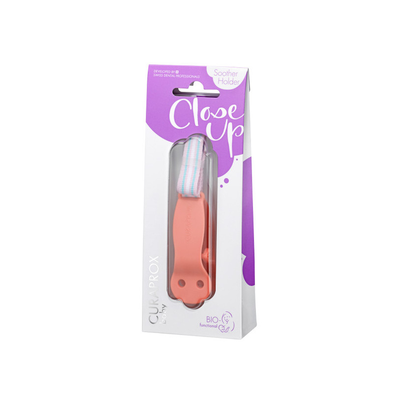 Curaprox Baby Soother Holder Clip Chupeta Coral