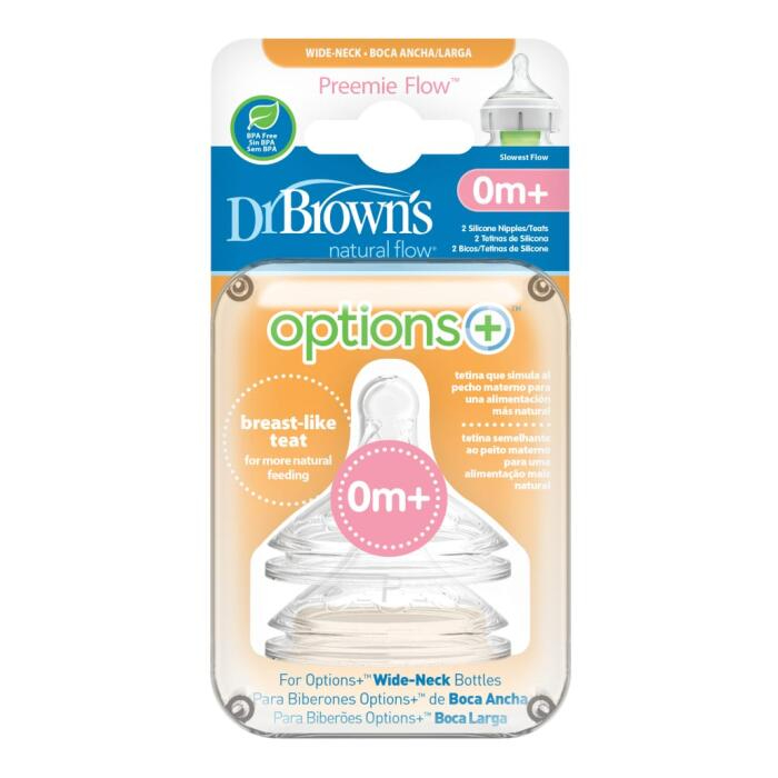 Dr Brown's Options Tetina Silicone Larga Prematuro 0M+ 2un
