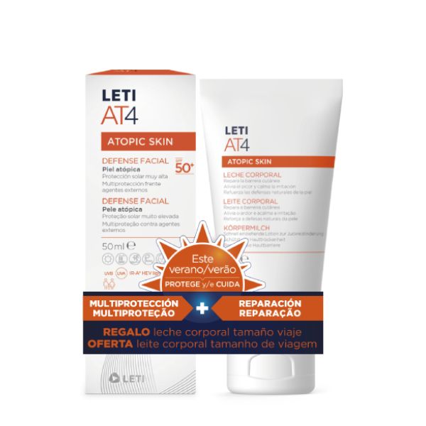 Leti AT4 Defense Facial FPS50+ 50ml + Oferta Leite Corporal 50ml
