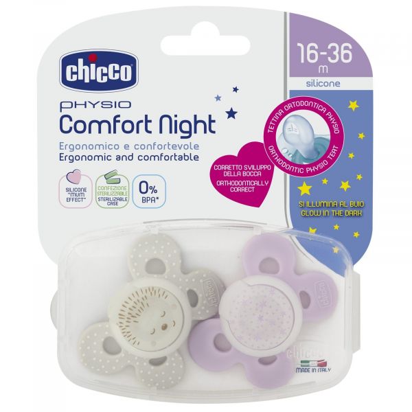 Chicco Physio Comfort Chupeta Silicone Luminescente Rosa 16-36M 2un