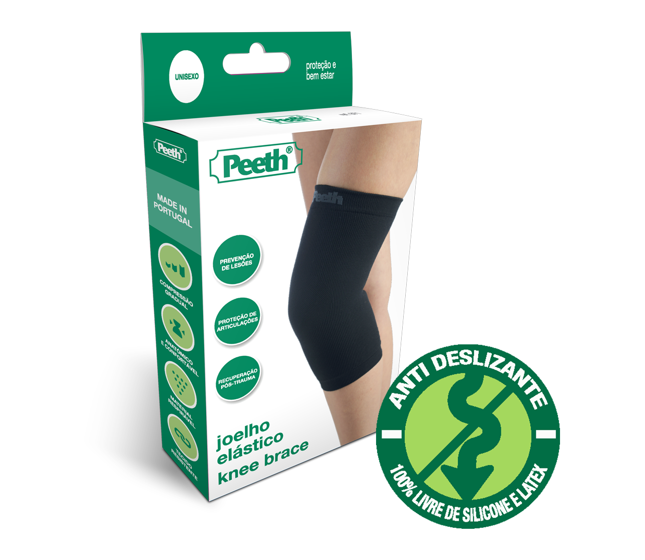Peeth Joelho Elast Antideslizante Preto Tam2-371/2