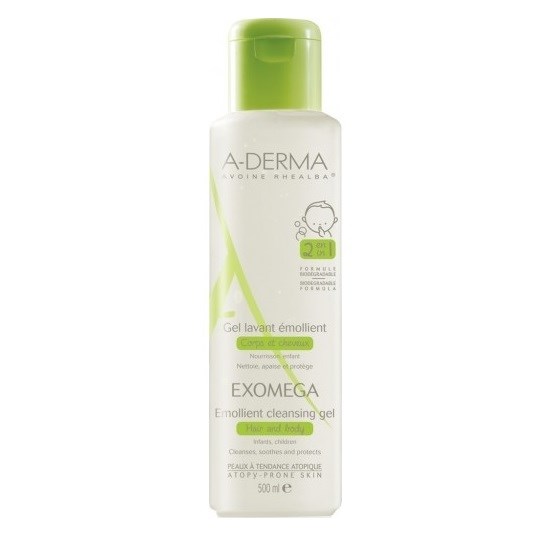 A-Derma Exomega Gel Corpo Cabelo 500ml