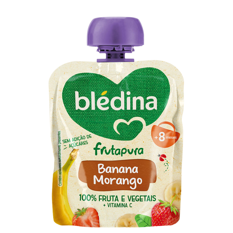Bledina Frutapura Banana/Morango Saq 8M+ 85g