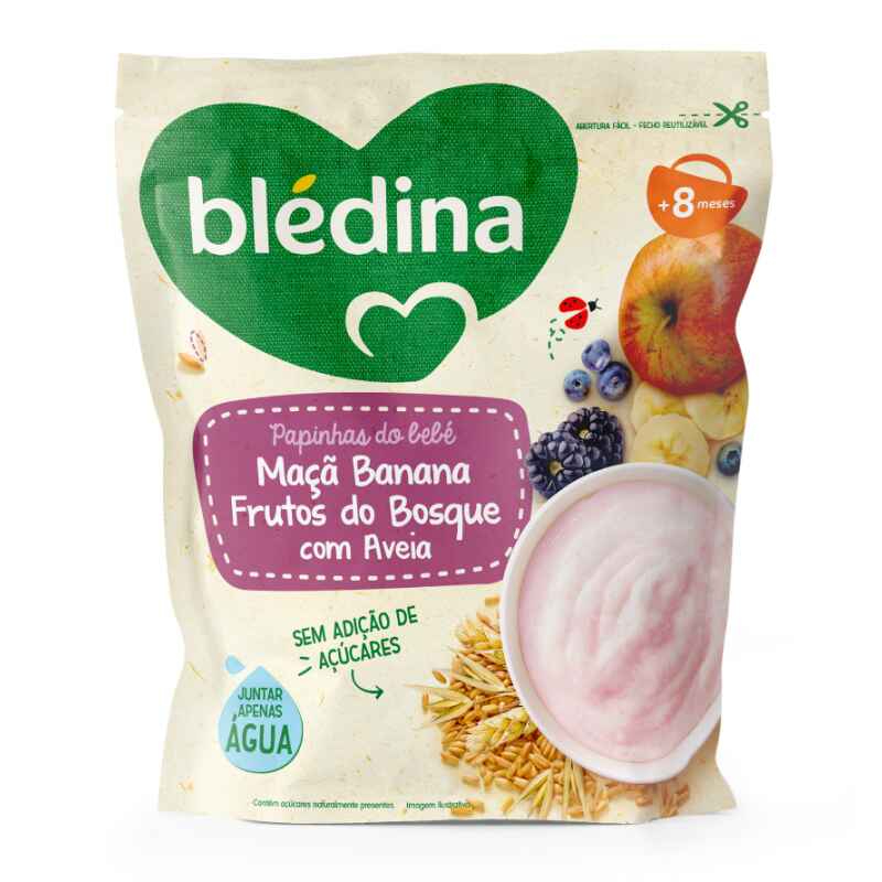Bledina Papa Maçã/Banana/Frutos do Bosque com Aveia 8M+ 200g