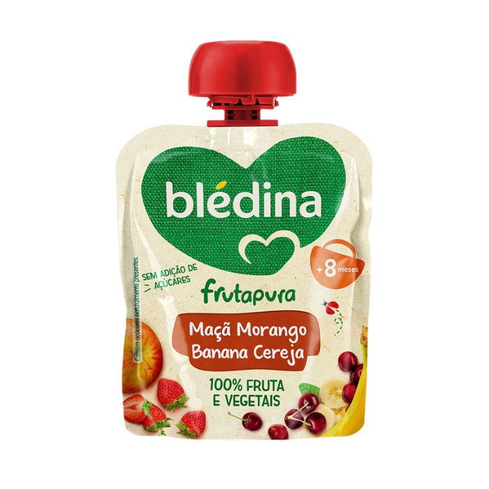 Bledina Frutapura Maçã Morango Banana Cereja 90g