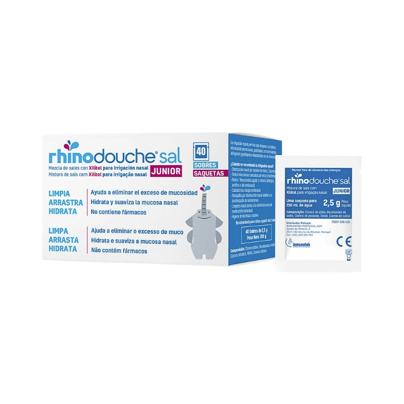 RhinoDouche Sal Junior Saquetas Lavagem Nasal 2,5g X 40