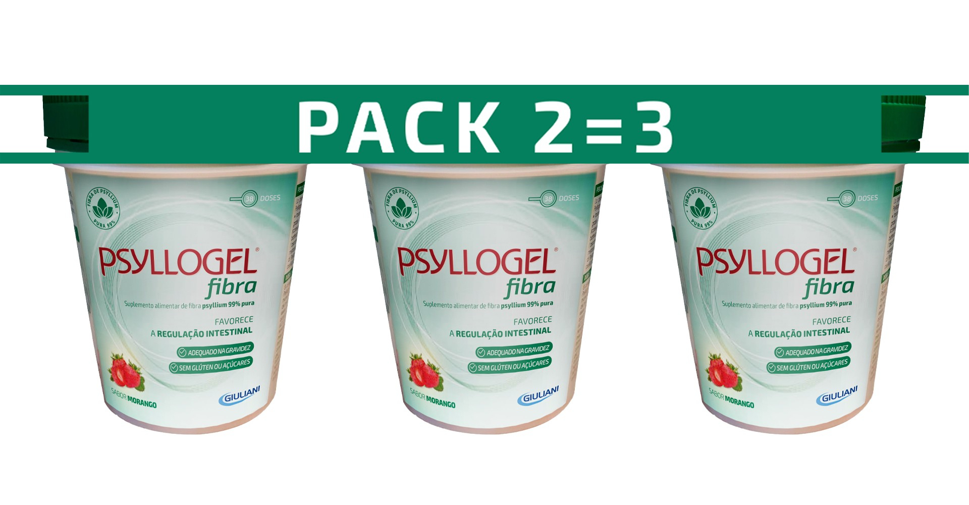 Psyllogel Fibra Morango 170g 3un -Promo 2=3