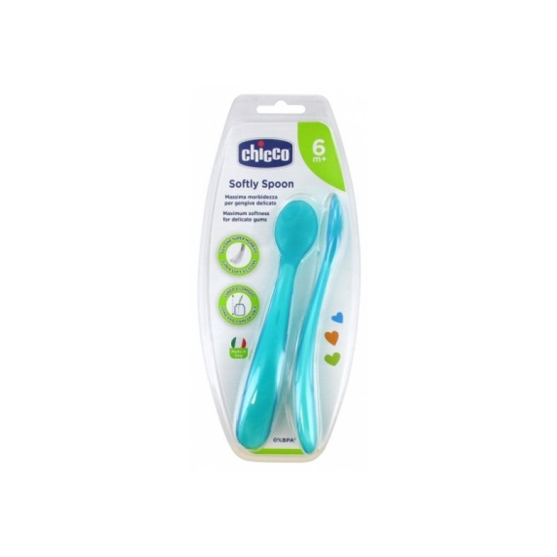 Chicco Softly Spoon Colher Sil 6M+ Azul 2un