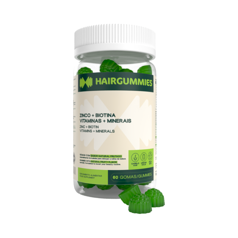 Hairgummies Zinco + Biotina + Vitatminas + Minerais Gomas 60un