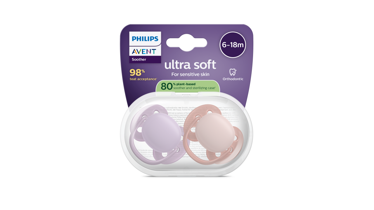 Philips Avent Ultra Soft Chupeta Lisa Menina Rosa/Roxa 6-18M 2un