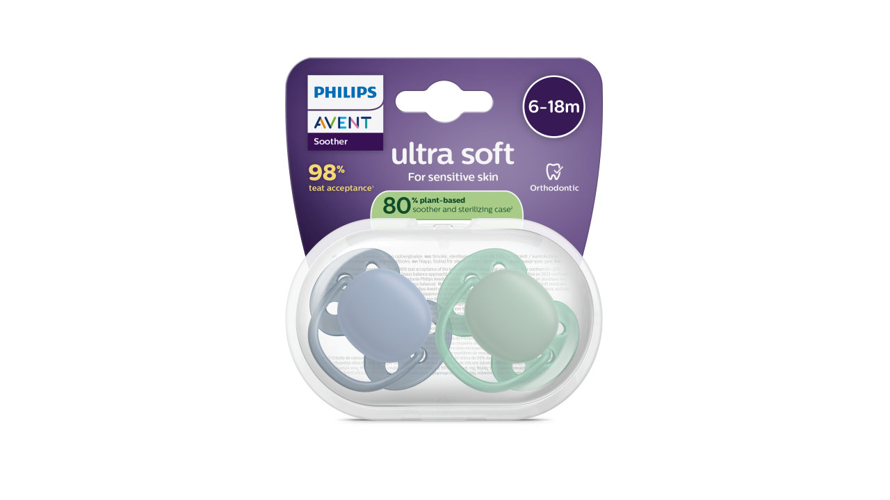 Philips Avent Ultra Soft Chupeta Lisa Menino Azul/Verde 6-18M 2un