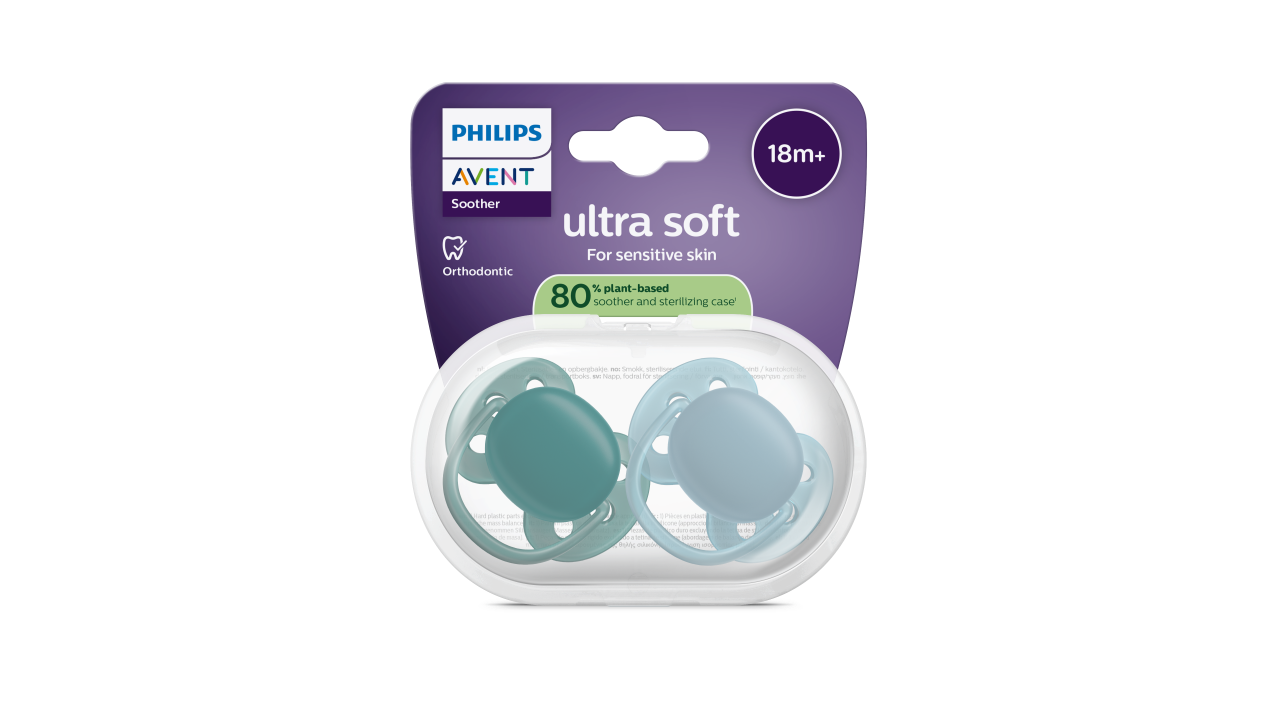 Philips Avent Ultra Soft Chupeta Lisa Menino Verde/Azul 18M+ 2un