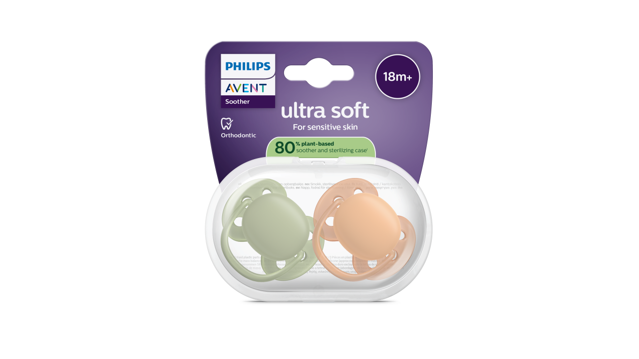 Philips Avent Ultra Soft Schnuller Neutral Orange/Grün 18M+ 2 Stück