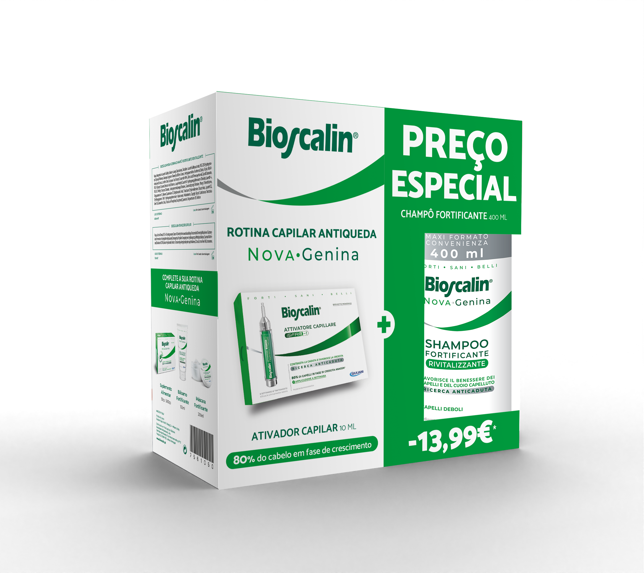 Bioscalin Nova Genina Ativador Capilar + Champô Fortificante Revitalizante 400ml