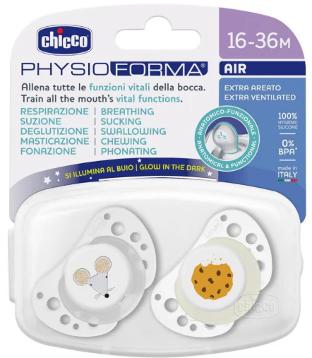 Chicco Physio Air Chupeta Sil Lum 16-36M 2un