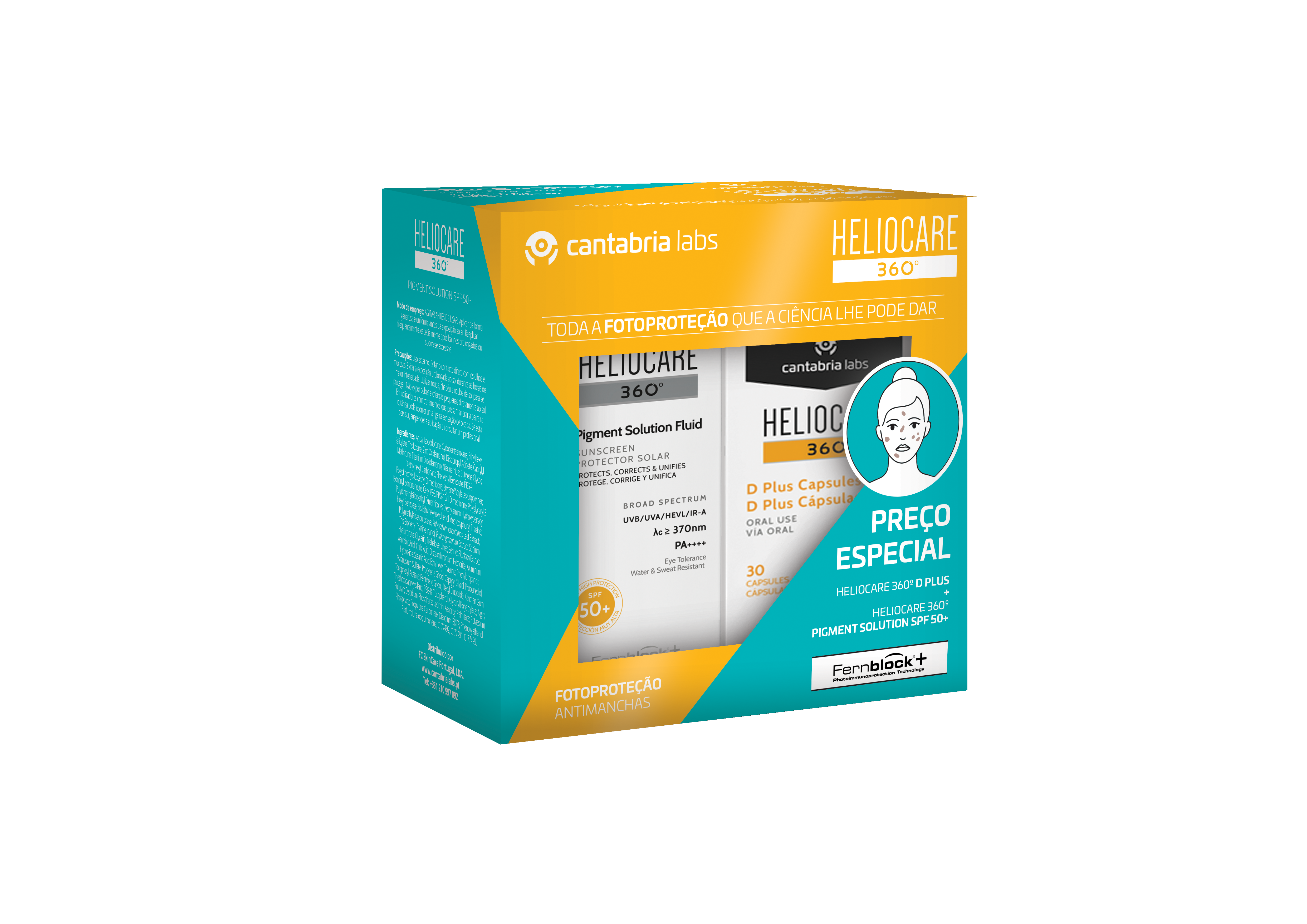 Heliocare 360 Pigment Solution SPF50+ 50ml + D Plus 30 cápsulas Pack
