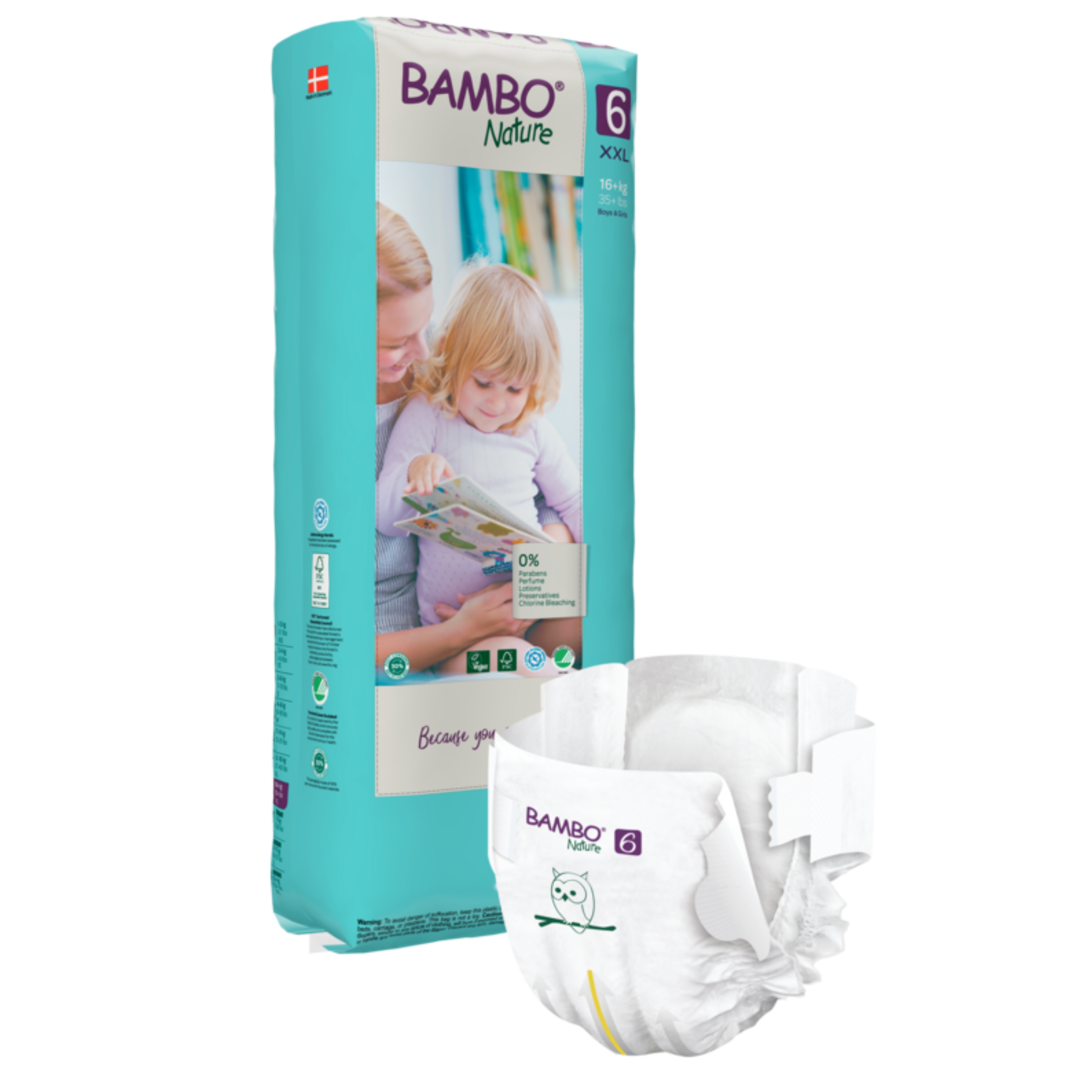 Bambo Nature Fraldas Ecológicas T6 16kg+ PACK XL 40un