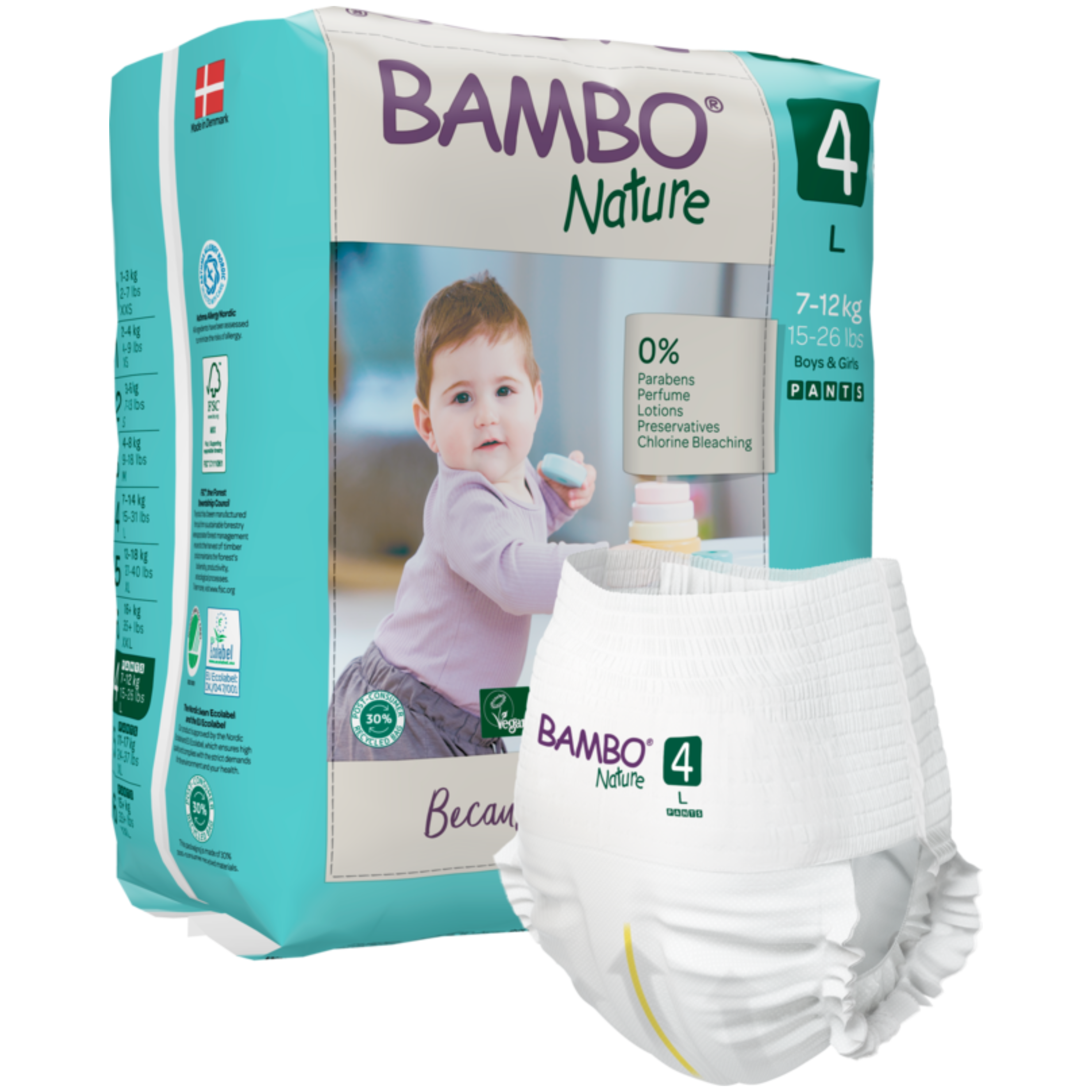 Bambo Nature Fraldas Cueca Ecológicas T4 7-14 kg 20un