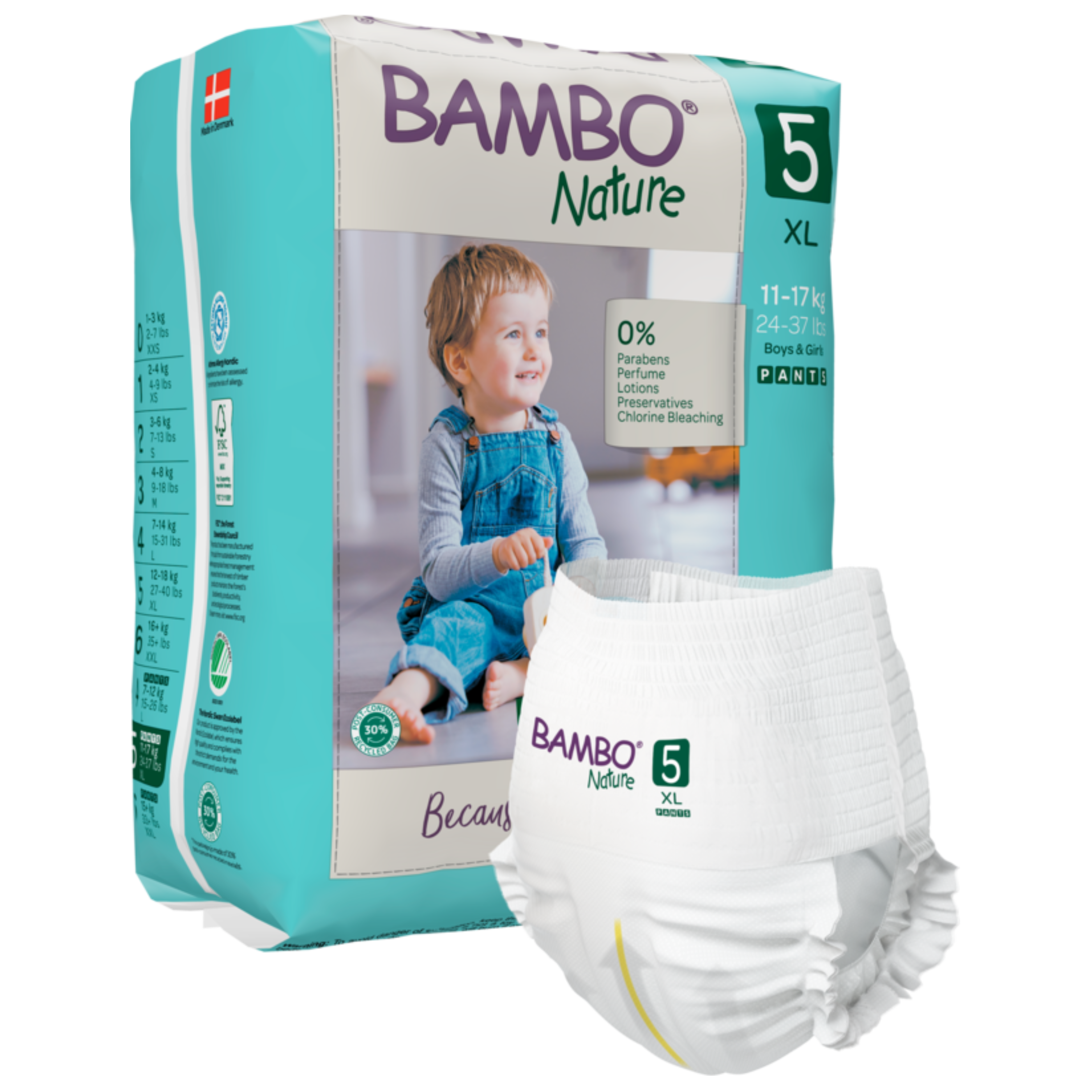 Bambo Nature Fraldas Cueca Ecológicas T5 12-18kg 19un