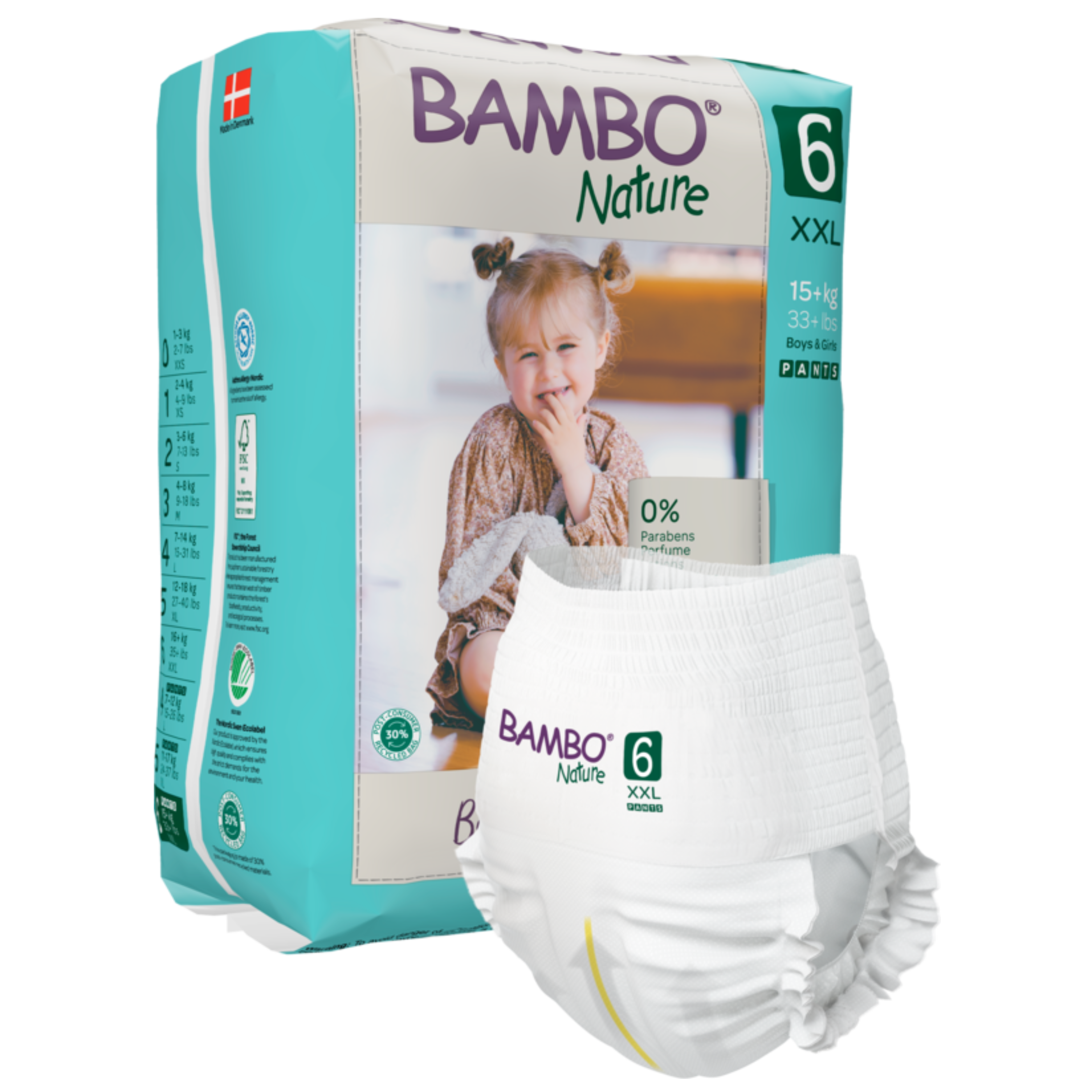 Bambo Nature Fraldas Cueca Ecológicas T6 16kg+ 18un