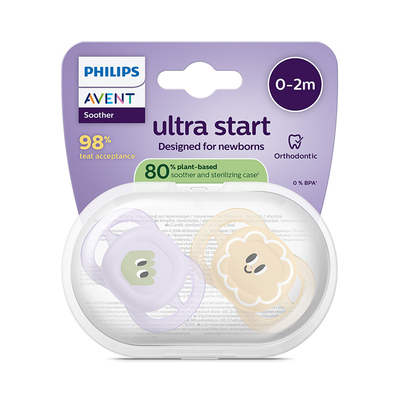 Philips Avent Ultra Start Chupeta Decor Menina 0-2M 2un