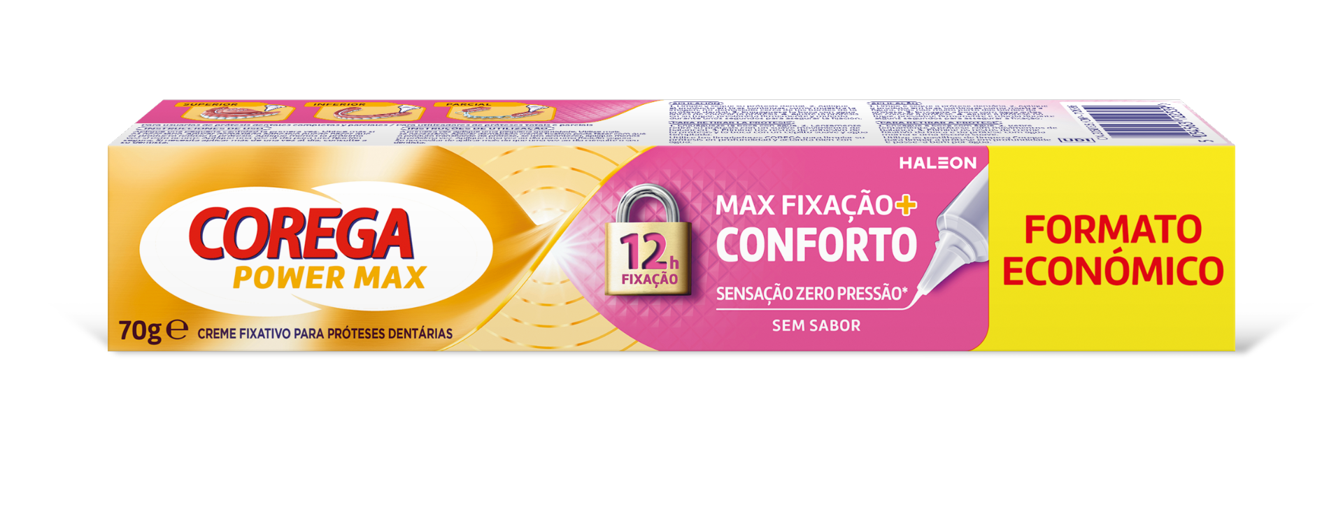 Corega Power Max Fixação + Conforto 70g Formato Económico