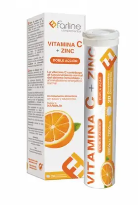 Farline Vitamina C + Zinco Laranja 20 Comprimidos Efervescentes