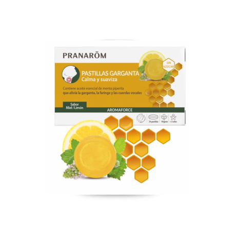 Pranarom Aromaforce Garganta Mel/Limão 24pastilhas