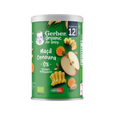 Gerber Organic Snacks Maçã/Cenoura 12M+ 35g