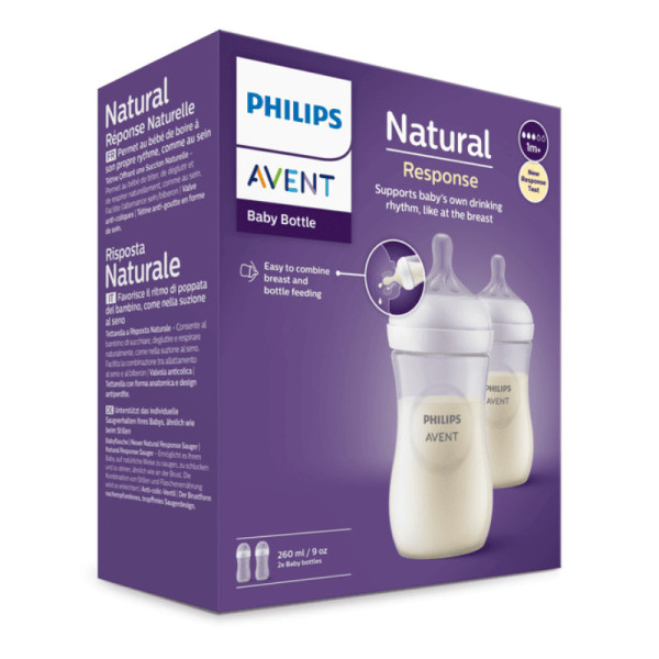 Philips Avent Nat Resp Biberao 1M+ 260ml 2un