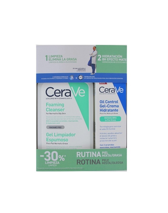 Cerave Pack Gel Espuma Limpeza 236ml + Gel-Creme Facial Hidratante Oil Control 52ml