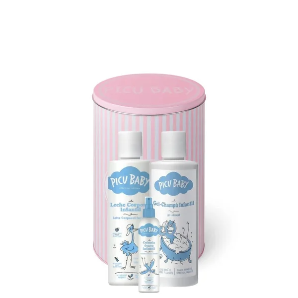Picu Baby Lata Rosa Champô 250ml + Leite Corporal 250ml + Colónia 100ml